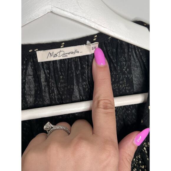 Mes Demoiselles Paris Sheer Tassel Byblos Blouse Cotton Black Size 36 (US 4) - Picture 11 of 12